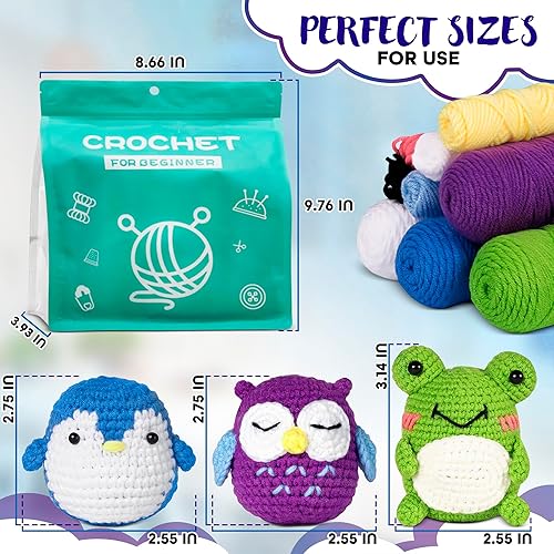 Miniatura 2 de Tesorrio Animals Amigurumi - Kit de ganchillo para principiantes, kit de tejido fácil de usar para adultos con hilos suaves, herramientas e