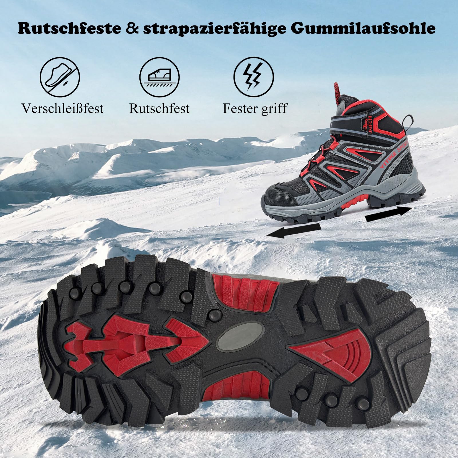 JMFCHI Winterschuhe Jungen Wanderschuhe Kinder Warm rutschfest Outdoor