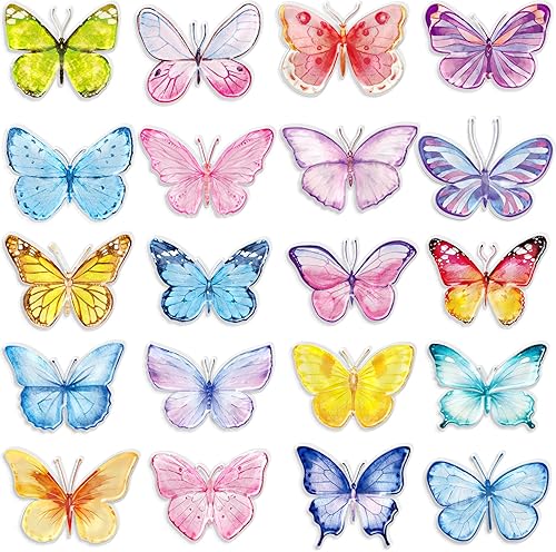 20 calcomanías de gel grueso de mariposa para ventanas, calcomanías de gel para ventana de mariposa para niños pequeños, hogar, avión, aula,
