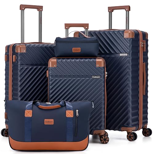 Cosbarn Luggage Sets 5 Piece TSA Lock Spinner Wheels (Dark Blue)