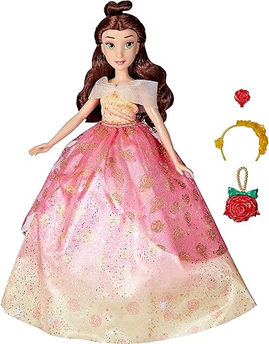 Miniatura 3 de Disney Princess Life Belle - Muñeca de moda, 10 combinaciones de atuendos, ropa y accesorios de muñeca de moda, juguete para niños de 3 años en