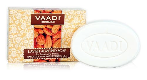 Miniatura 2 de Jabón en barra de aceite de almendras con extractos de miel y aloe vera, todo natural, cada 2.65 onzas, paquete de 6 (16 onzas) Vaadi Herbals
