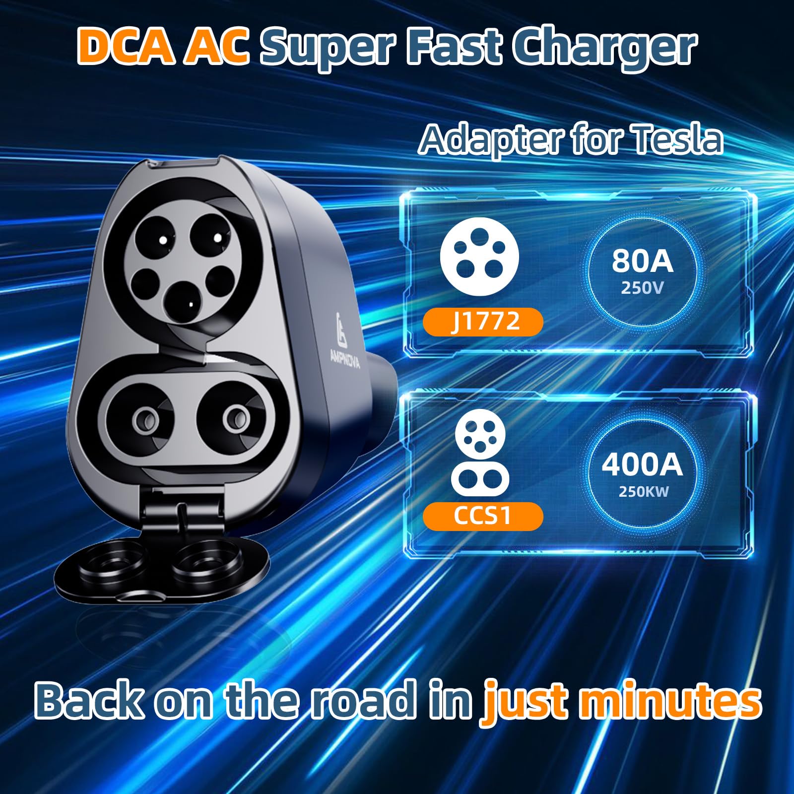 Tesla Supercharger Adapter Pro (2025) 2 w 1 CCS1 i J1772 do NACS, [CCS1 500 V DC250 KW] ultraszybkie ładowanie, kompatybilny ze wszystkimi modelami Tesla (Y/3/S/X), działa ze stacjami poziomu