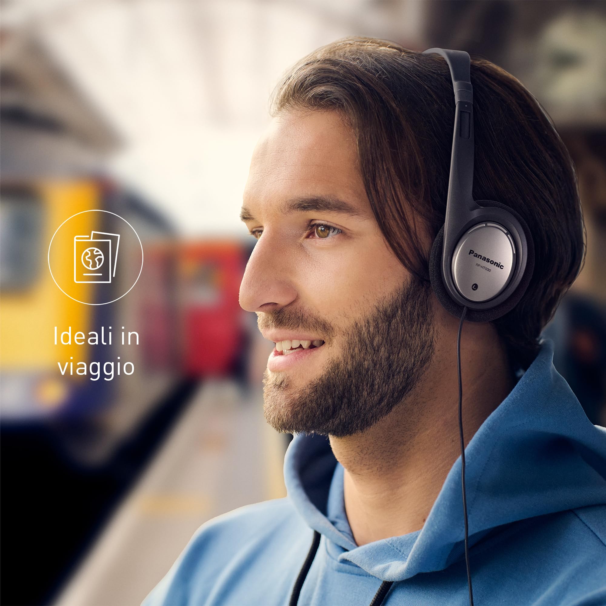 Panasonic HT030 Cuffie con Filo Ergonomiche Pieghevoli, Cavo 1,2 m, Argento