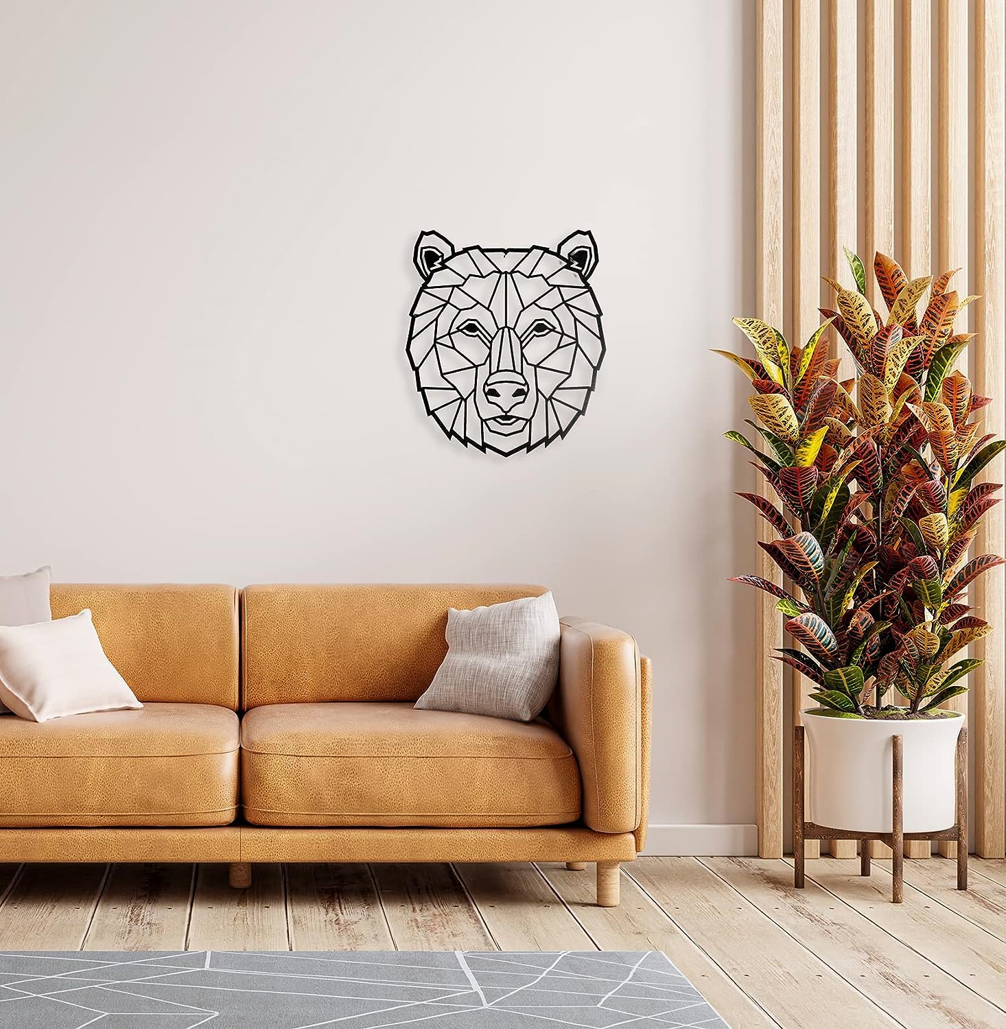 Metal Decoration Floating Wall Sculpture with Shades Steel (43 x 31 cm, Bear), 43L x 31W cm - Image 2