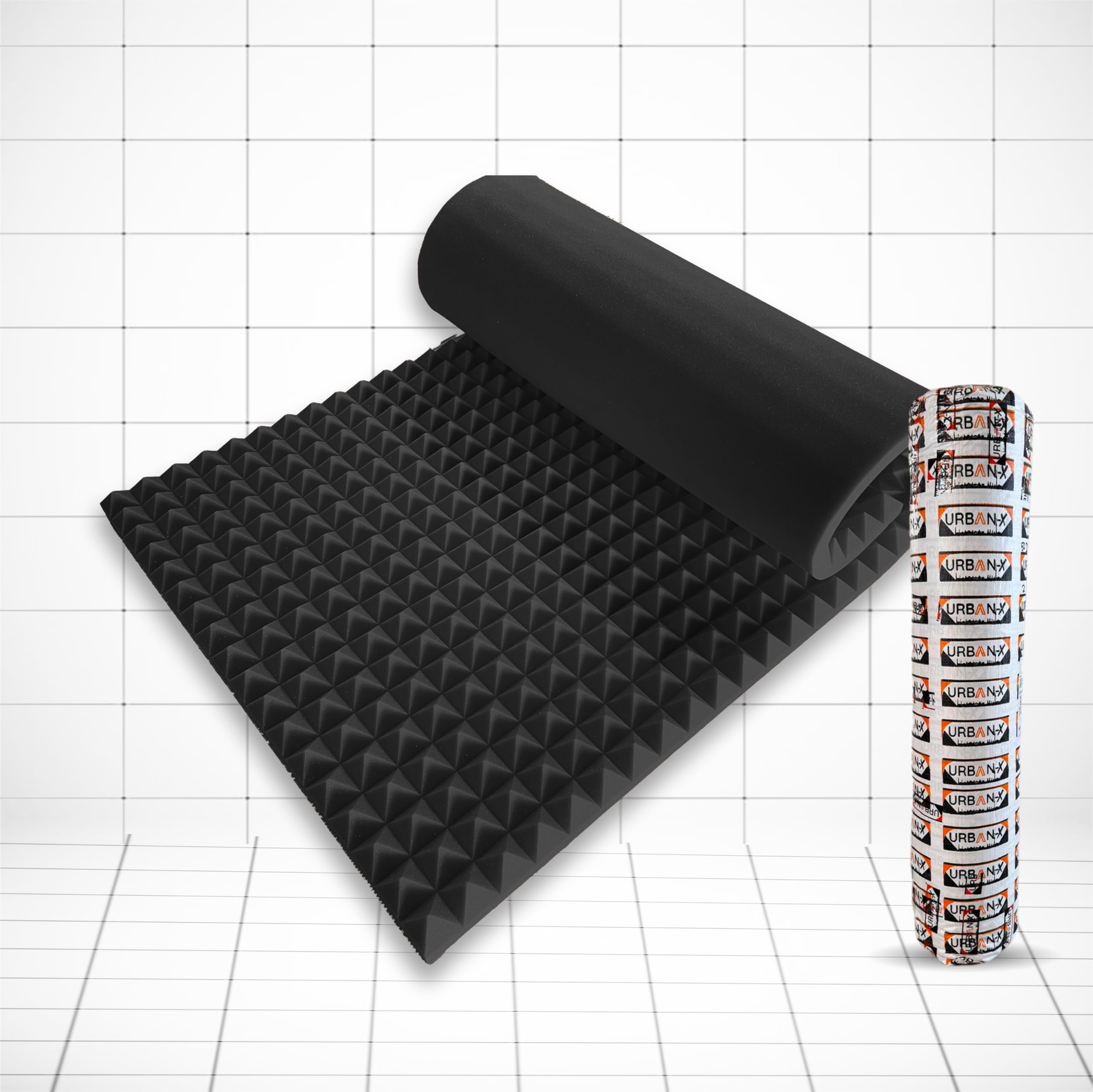 URBAN-X® Pyramid Sheet 6x3 ft - 2 inches Soundproofing Studio Acoustic Foams | 50D High Density, Soundproof Foam, Noise Reduction Panels, Echo Absorption (Set of 2, Black)