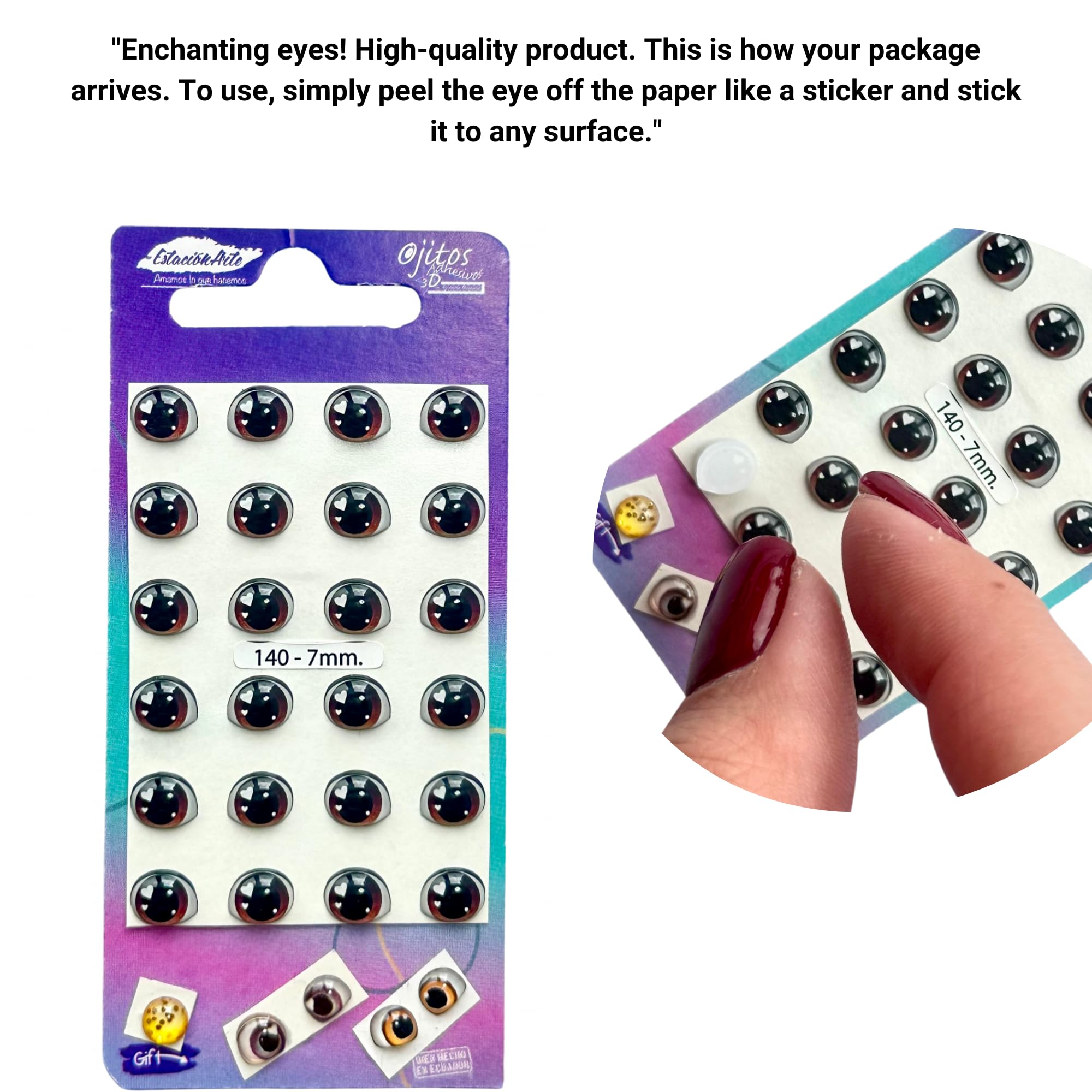 140-7: 12 of 7mm Pairs of 3D Resin Eyes (Coffee) – Adhesive & Self-Adhesive for Crafts, Clay, Polymer, EVA, Cold Porcelain,Sculpture, Felt, Plaster, Paper, Fantasy Eyes, Ceramics & More