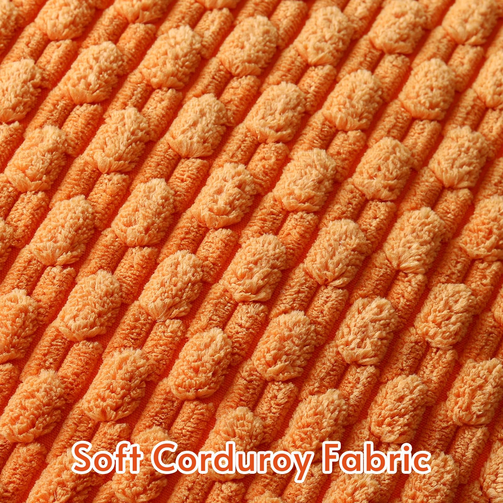 Sungeek Set of 2 Orange Soft Corduroy Decorative Cushion Covers Boho Striped Throw Pillow Covers for Sofa Couch Living Room Patio Farmhouse Home Decor Pillowcases 45x45cm - Image 3