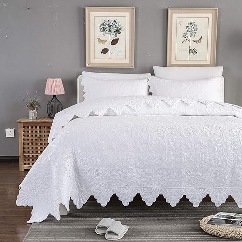 Miniatura 8 de Brandream Juego de edredones blancos de 5 piezas, tamaño Queen, ropa de cama de granja, 100% algodón