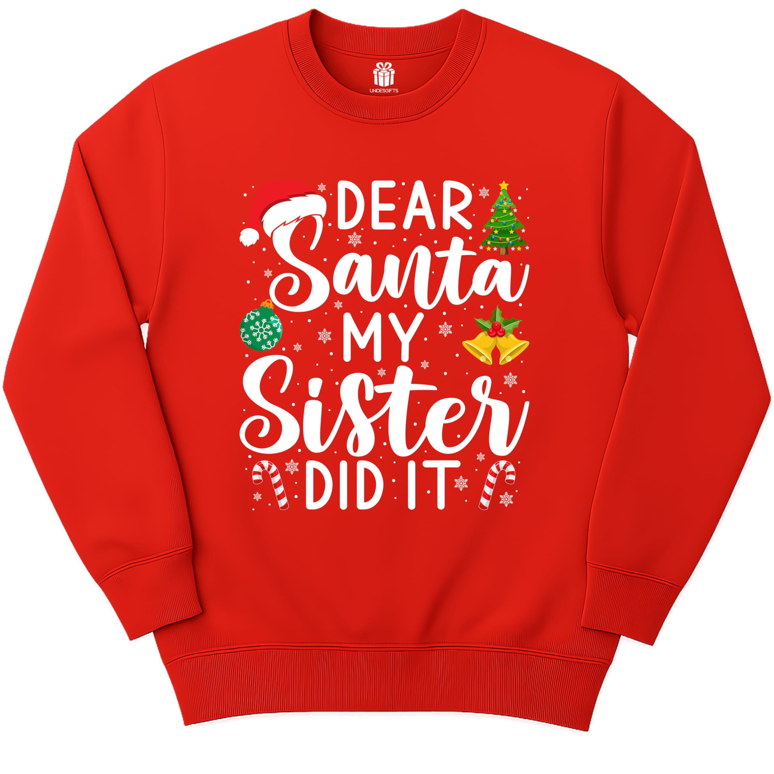 Dear Santa My Sister Did It Funny Christmas Matching Xmas Shirt for Youth Boys Girls Kids Toddler Son Daughter