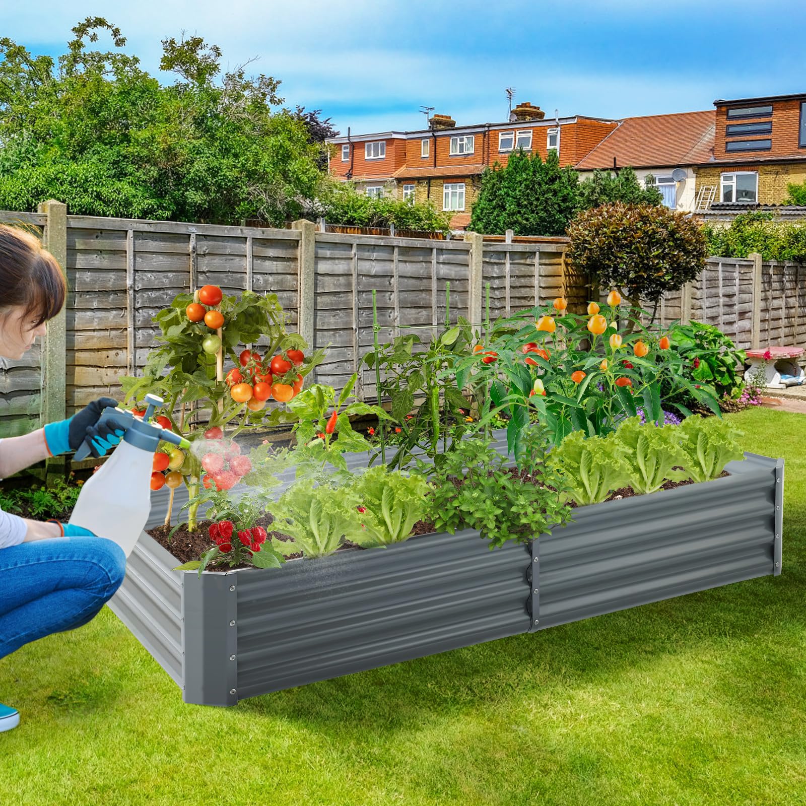 Amazon.com: Land Guard 6×3×1ft Galvanized Raised Garden Bed Kit