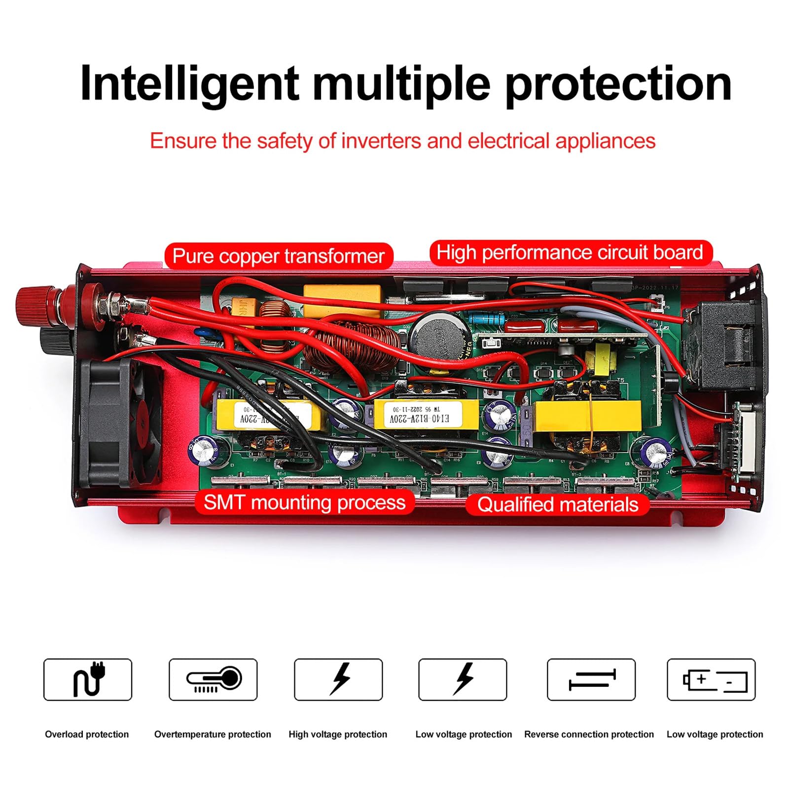 Inversor Solar híbrido MPPT de 1kW/2kW/3kW, inversor de Onda sinusoidal Pura Fuera de la Red, con monitoreo WiFi, Panel máximo de 450 VCC,3000W-12V