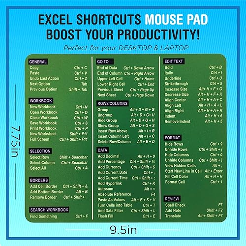 Miniatura 2 de MonileeandBella Alfombrilla para mouse de atajos de Excel, la herramienta de productividad definitiva, domina Excel como un profesional, el arma