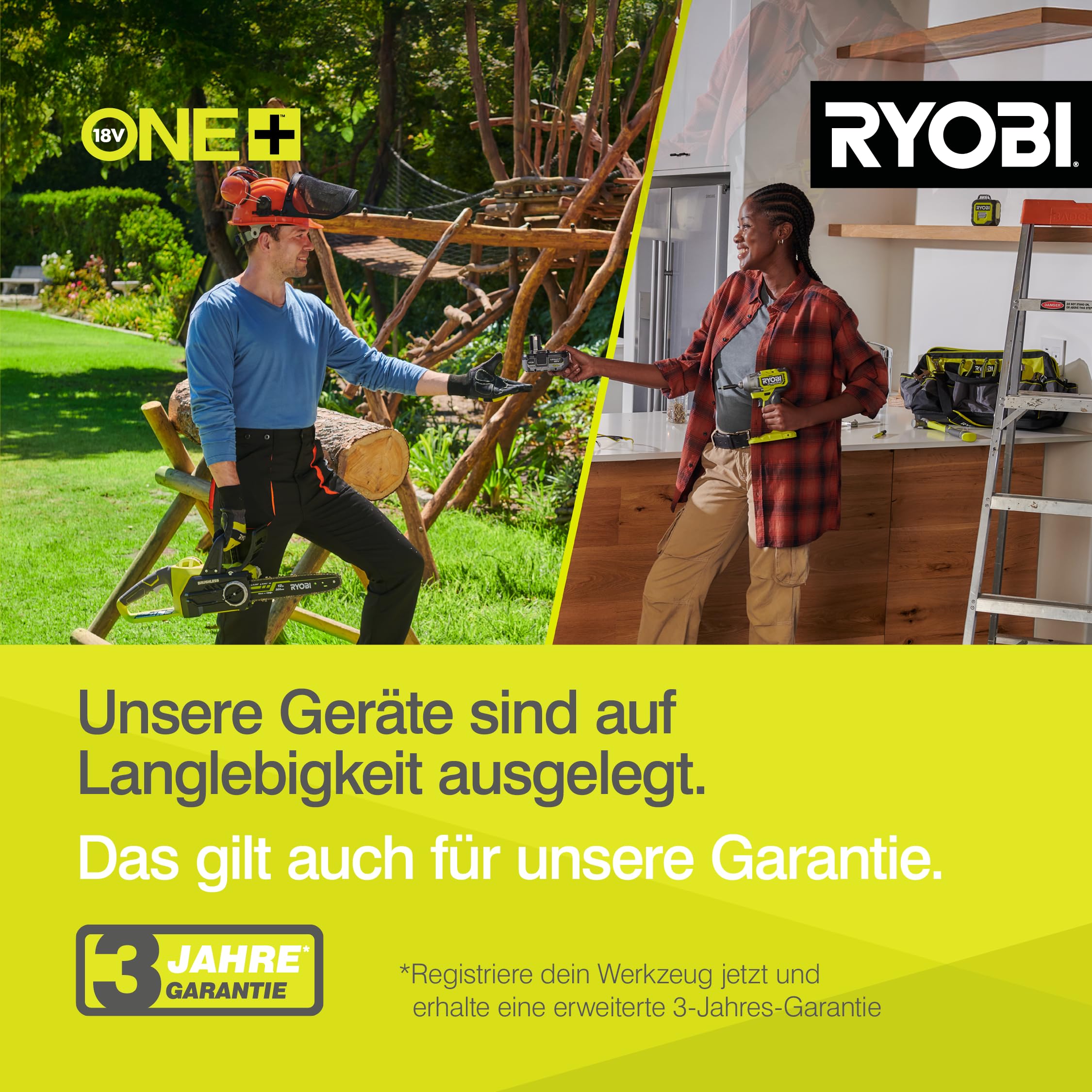 RYOBI 18 V ONE+ Akku-Rasenmäher OLM1833B, 33 cm Schnittbreite
