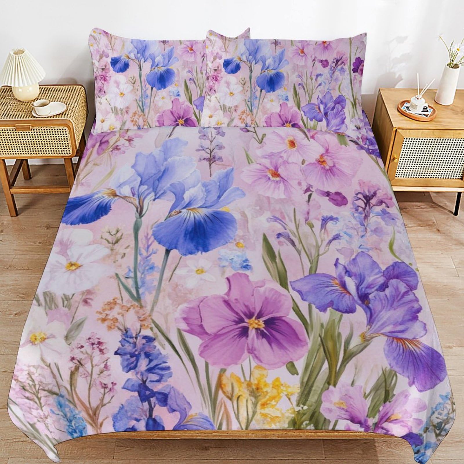Juego de ropa de cama de lavanda con cremallera para niños alérgicos