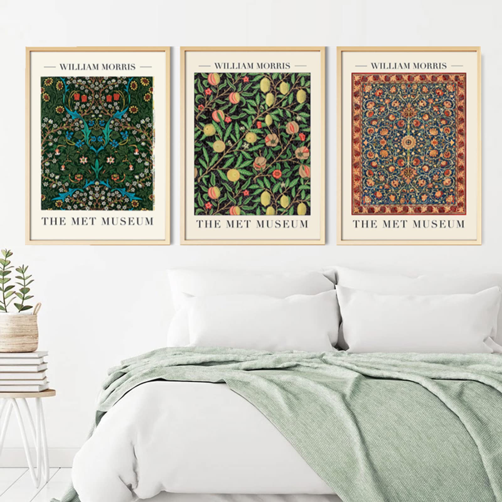 Stampa su tela William Morris The Blue Marigold Exhibition Poster London Underground Art Painting Decor Wall Art 70x90cm-3Pcs Frameless