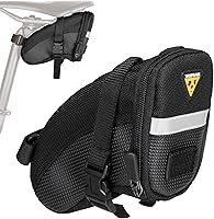 Topeak Aero Wedge Pack Small Strap Mount - Aerodynamic Bike Saddle Bag for Tubes/Tools, Reflective Trim, Fits All Railed Saddles