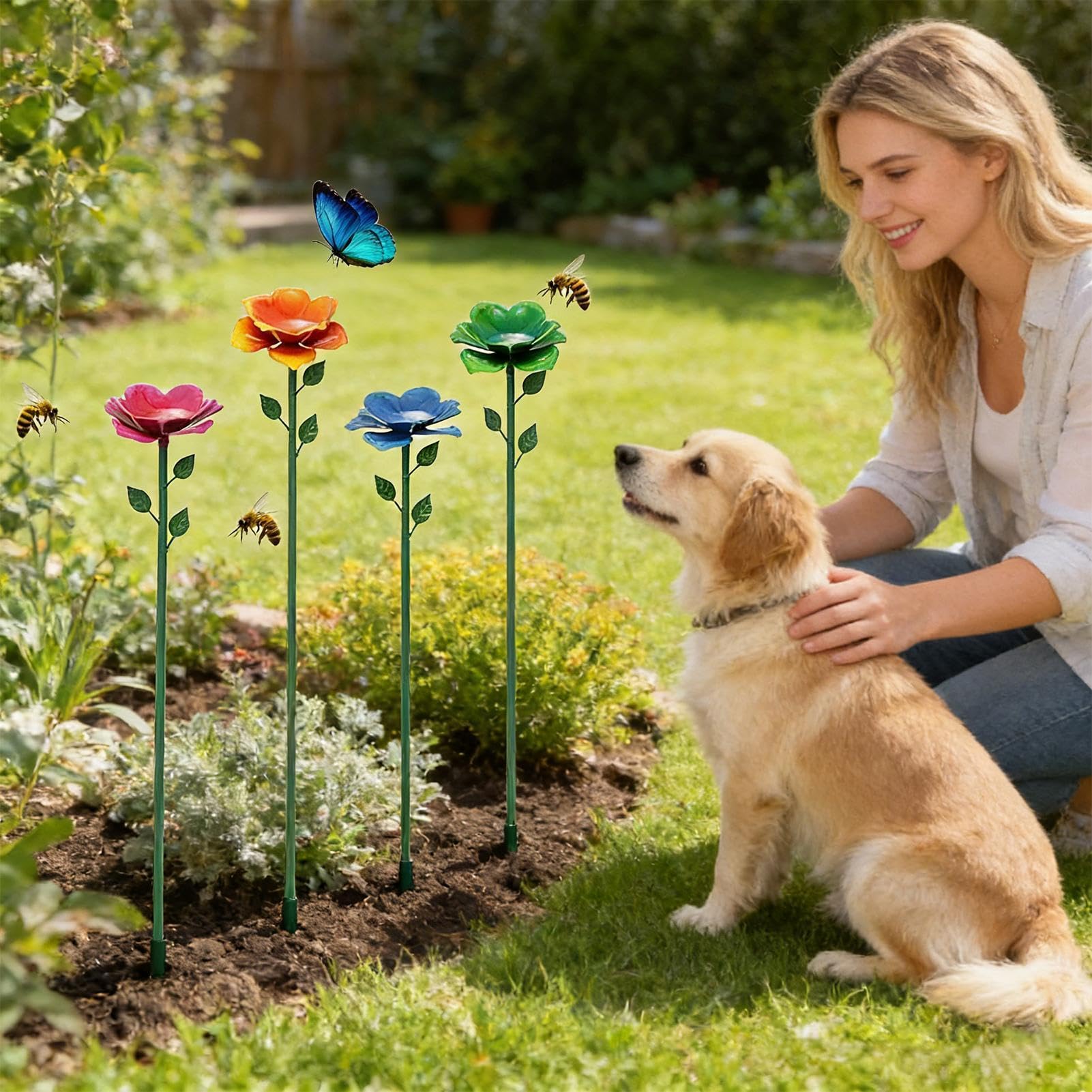 Bienentränke 4er Set – Blumenförmige Insektentränke Für Garten & Balkon, Wetterfest, Große & Kleine Größen, Für Bienen & Schmetterlinge
