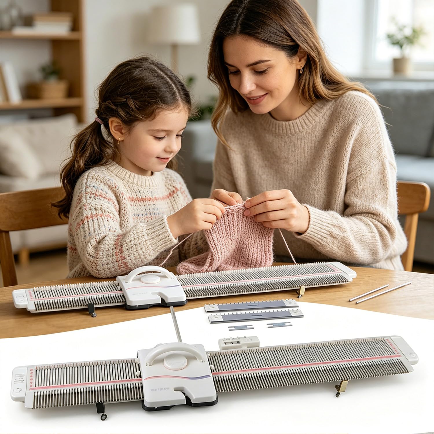 150 Stitches Medium Gauge 6.5mm Automatic Knitting Machine Kit, Household Sewing Tool Set with Accessories, Easy to Make Scarves and Hats, Perfect for Scarf, Hat & Sweater, Easy Home Crafting
