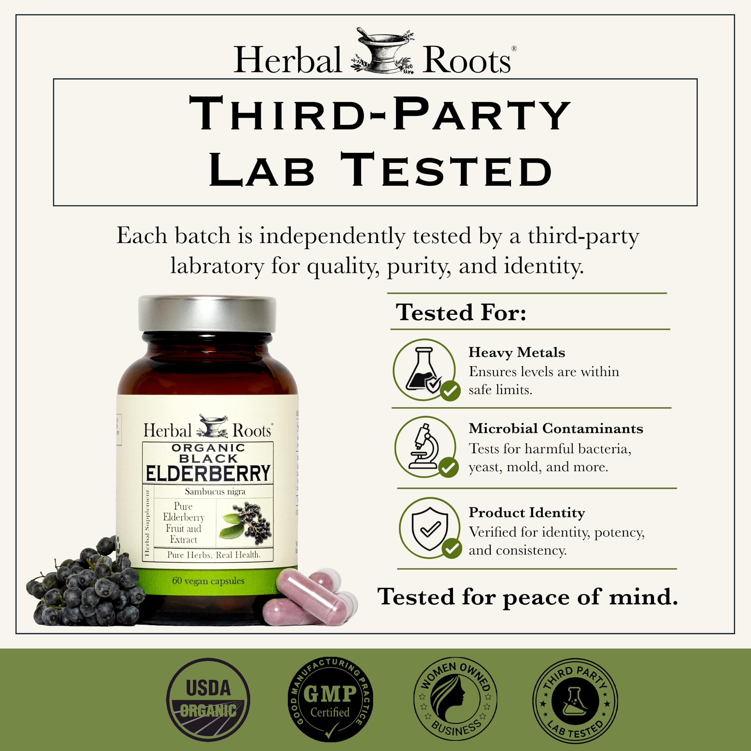 Herbal Roots Organic Black Elderberry Capsules - Max Strength - USDA Certified Organic - Immune Support - 60 Vegan Capsules — Amazon image 5