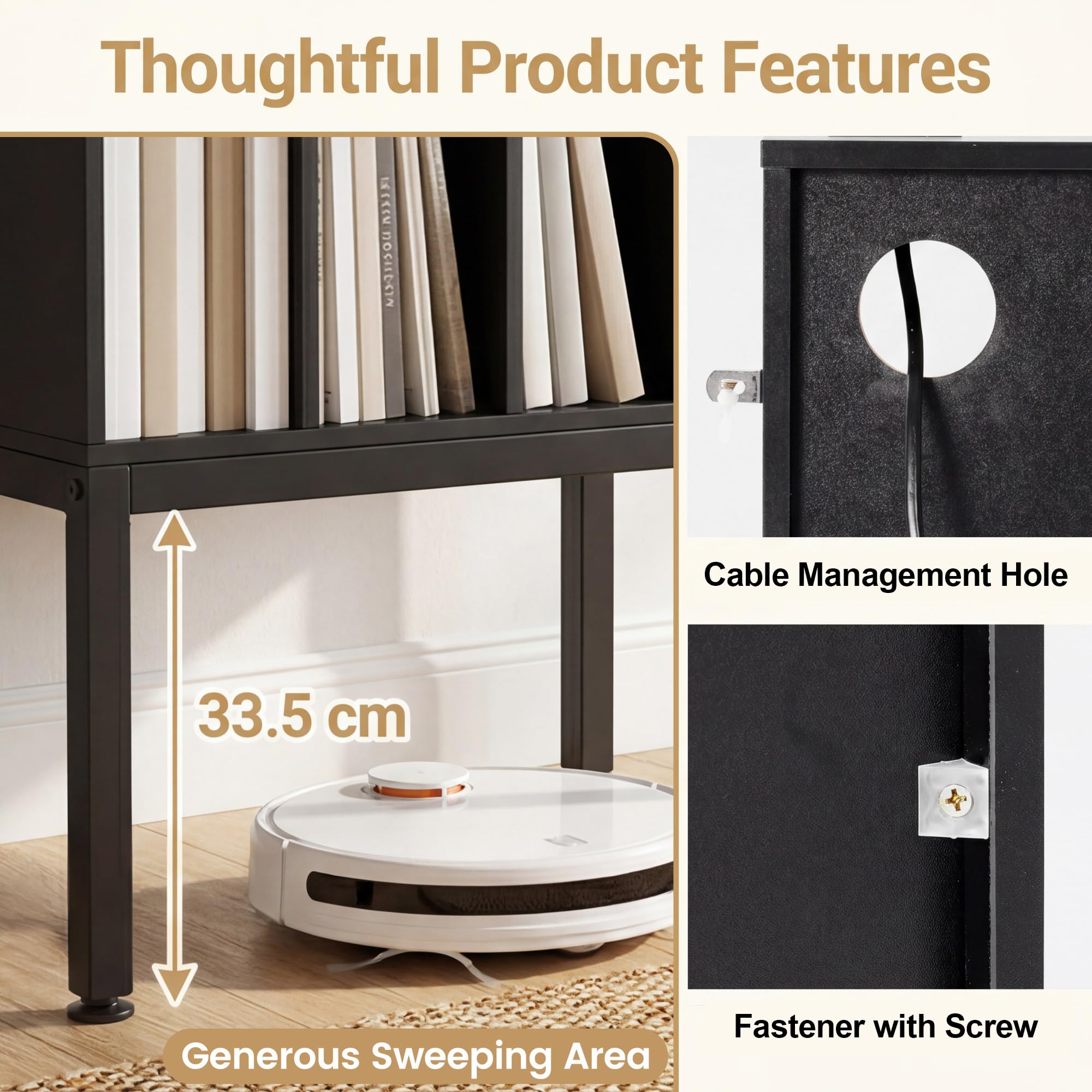 Giantex Meuble Vinyle pour Tourne Disque avec Prises, Support de Rangement Platine Vinyle avec 4 Compartiments&Pieds Surélevés, Étagère d'Exposition pour Salon&Salle de Musique, 50x40x81CM (Noir)