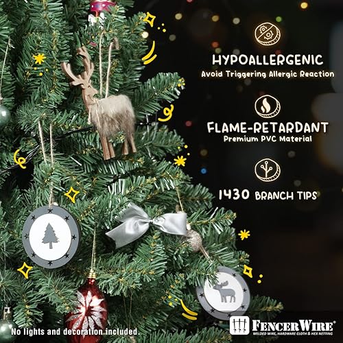 Miniatura 4 de Fencer Wire 75 pies con 2514 puntas de rama árbol de Navidad verde artificial completo de abeto Dunhill para interiores y hogares oficina fiesta
