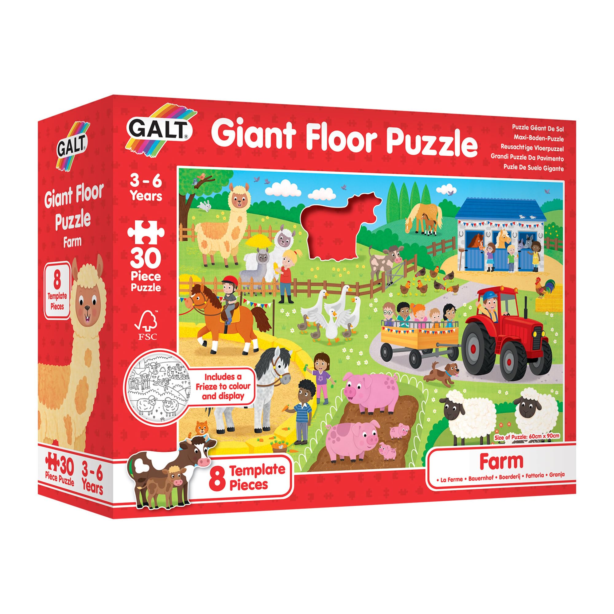 Galt Toys, Giant Floor Puzzle - Farm, Floor Puzzles for Kids, Ages 3 Years Plus