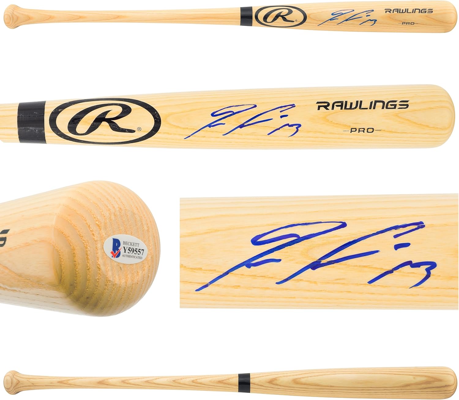 Ronald Acuna Jr. Autographed Blonde R.a.w.l.i.n.g.s Baseball Bat Beckett BAS Stock #181315