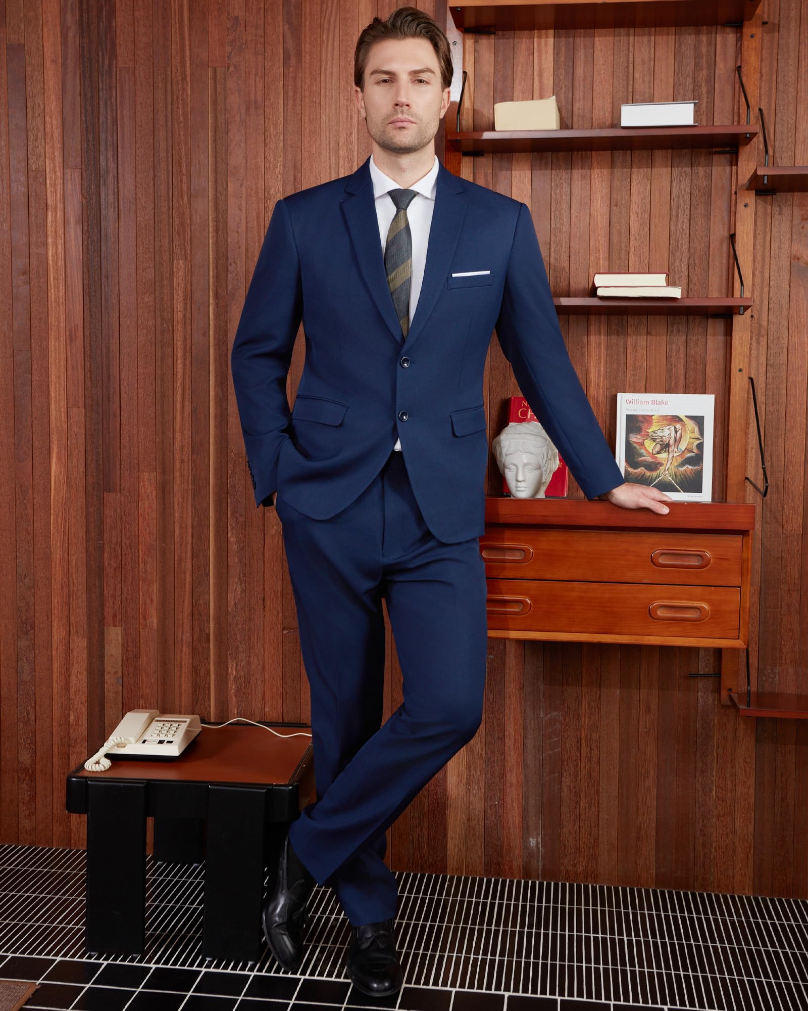 Traje Hombre 2 Piezas Slim Fit Traje Hombre Elegante 2 Botones Chaqueta Pantalón Traje Formal Business Oficina Boda Evento Fiesta Trabajo Clásico Moderno Smoking
