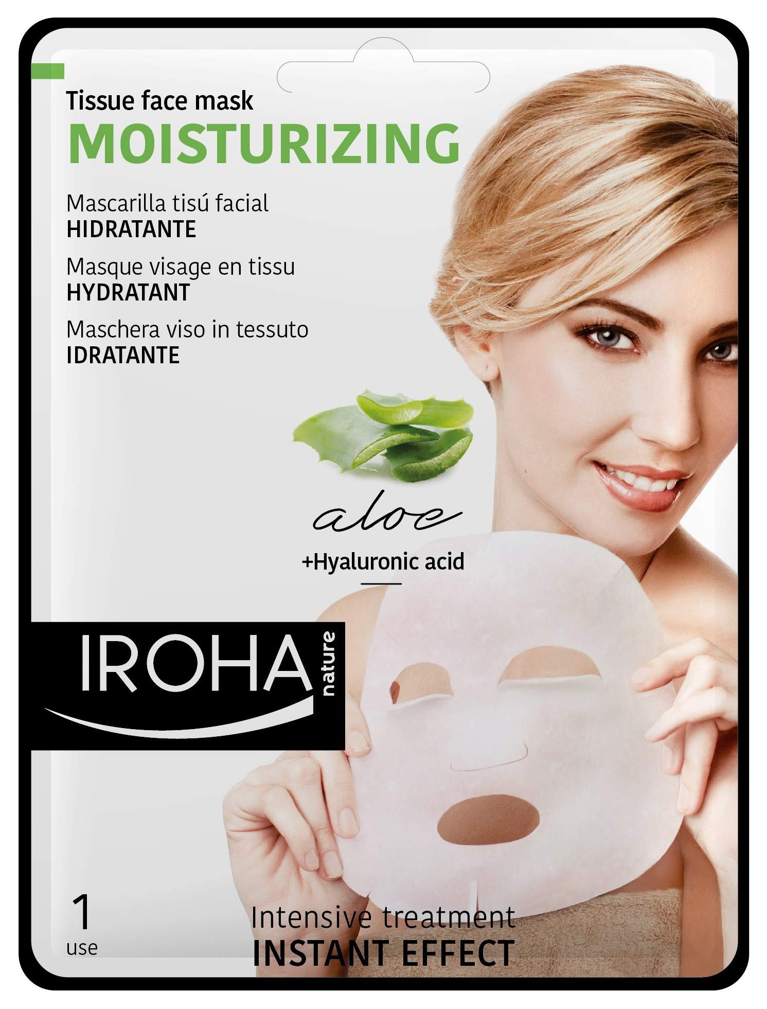 Iroha Facial Mask Aloe Vera Green Tea and Ginseng – Pack of 3 x 23 ML)