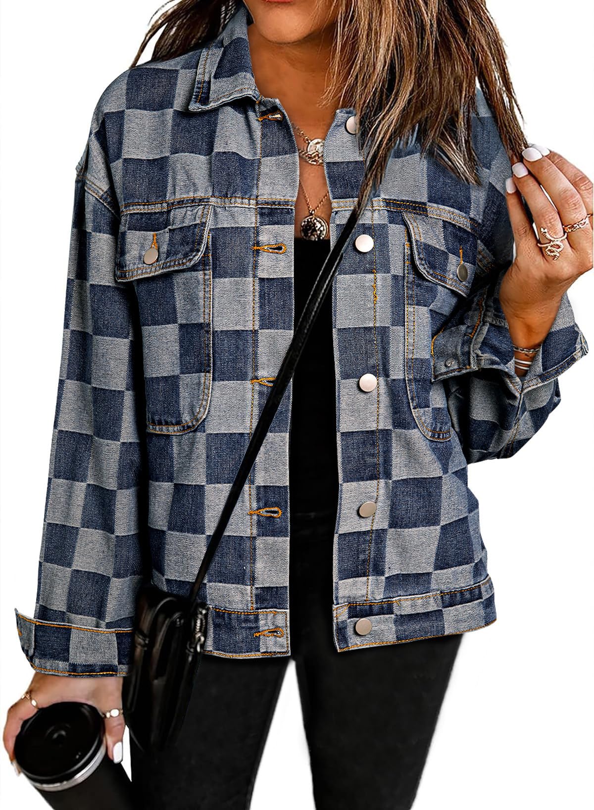 jeans checkered jacket women