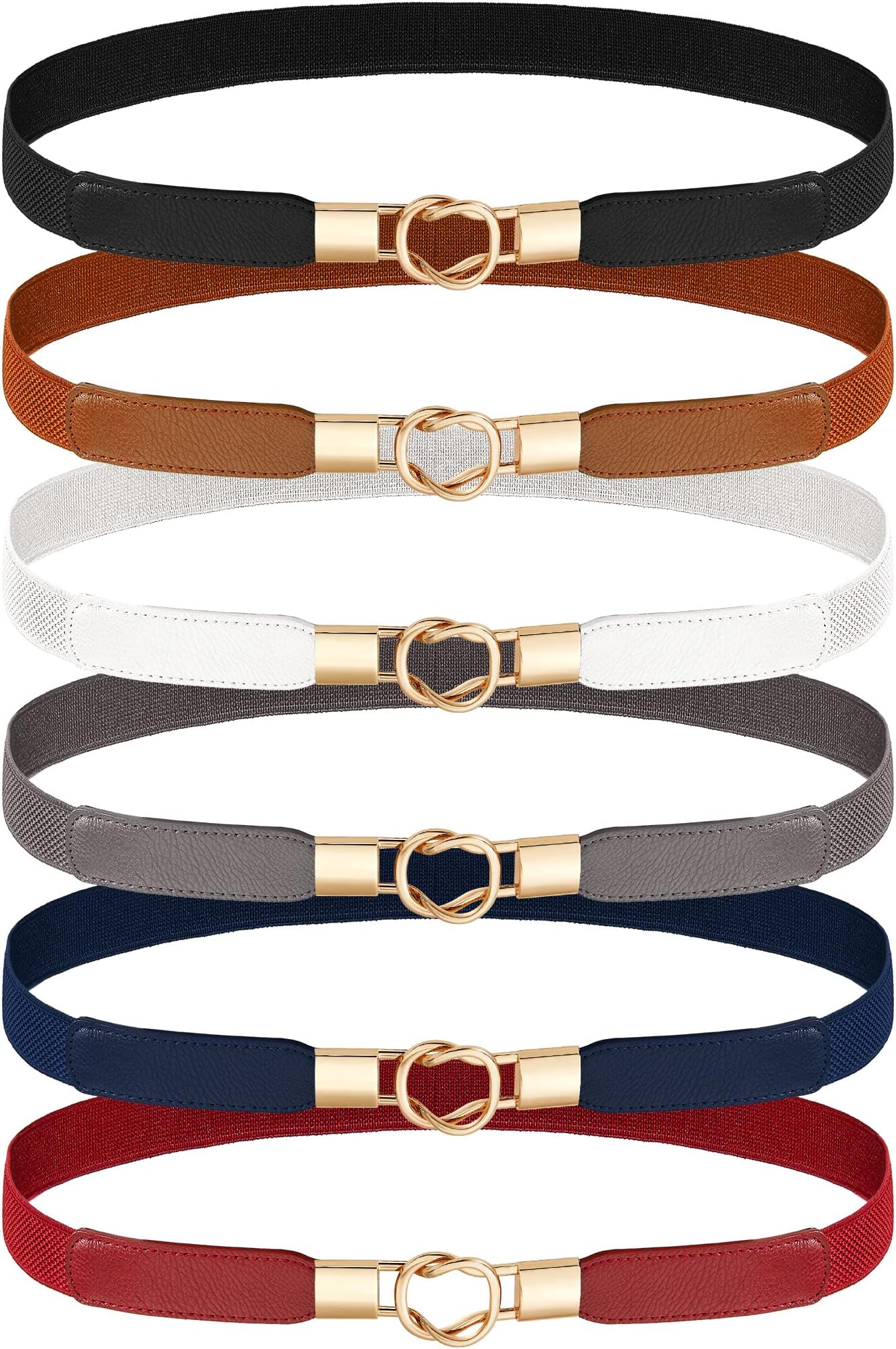6 Pieces Skinny Women Belts for Women Belts for Dresses Elastic Waist Belt Retro Stretch Women Dress Belt Vintage Thin Stretchy Ladies Skirts Sweaters, Multicolor, about 2.5 x 68 cm/ 1 x 26.77 inches