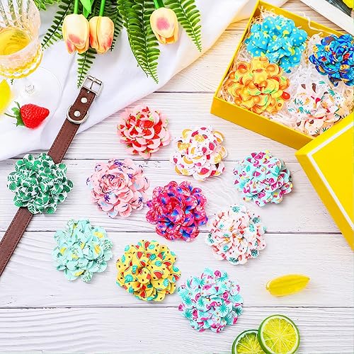 Miniatura 5 de Hillban Juego de 80 piezas de collar de perro con flores hawaianas de verano para perros, accesorios de aseo para cachorros, gatos, adorno de