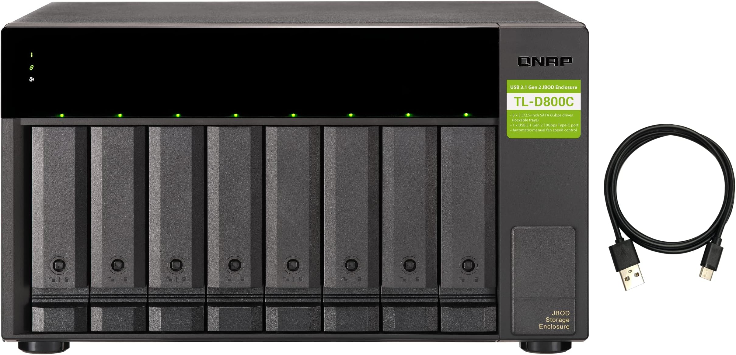 TL-D800C 8 Bay Desktop JBOD Storage Enclosure with USB 3.2 Gen 2 Type-C Connectivity