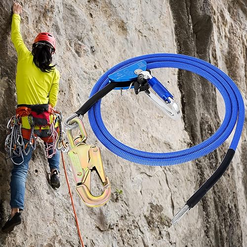 Miniatura 9 de Línea abatible, línea de alambre de 12 pulgada x 10 pies, kit de línea abatible de núcleo de alambre con ajustador de mosquetón de triple bloqueo,