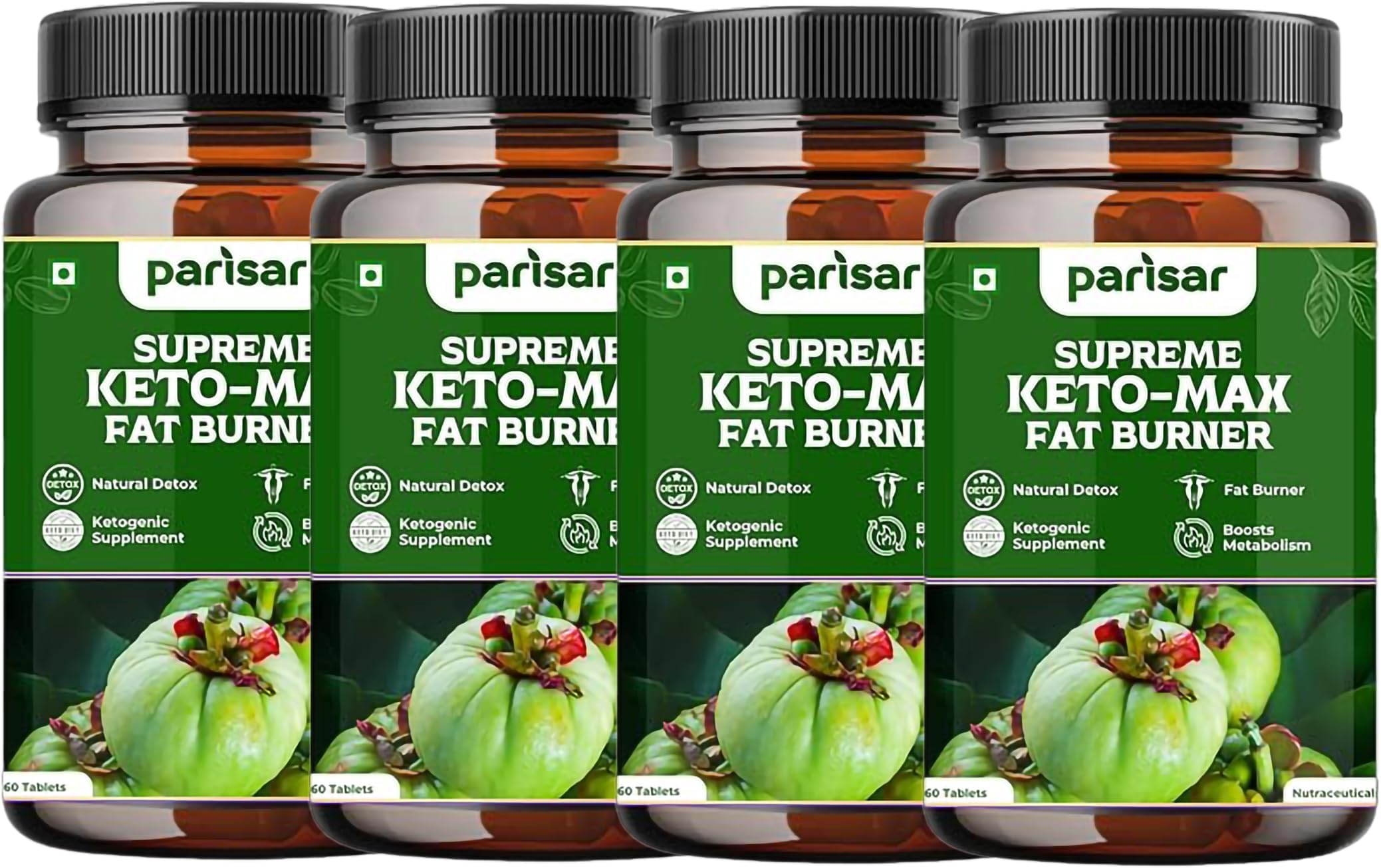 Keto Fat Burner for Men & Women – Weight Loss Supplement with Garcinia Cambogia, Green Coffee & Green Tea | Belly Fat Burner, Fat Loss Supplement & Metabolism Booster | 60 Veg Tablets (Pack of 4)