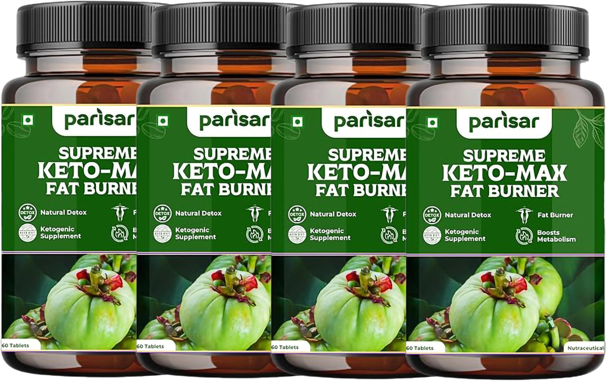 Keto Fat Burner for Men & Women – Weight Loss Supplement with Garcinia Cambogia, Green Coffee & Green Tea | Belly Fat Burner, Fat Loss Supplement & Metabolism Booster | 60 Veg Tablets (Pack of 4)