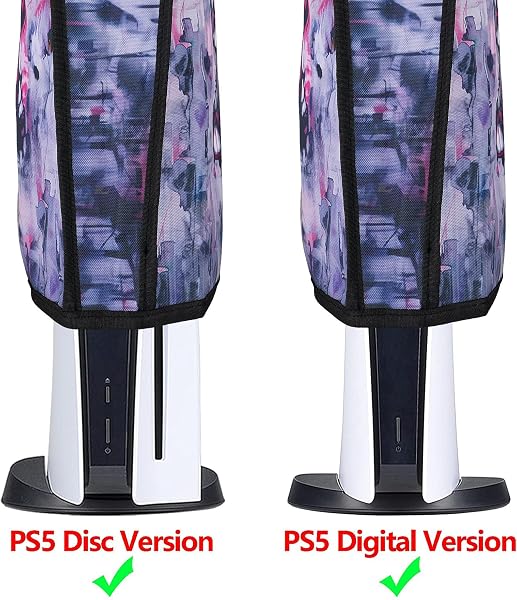 playvital Housse Anti-Poussière pour ps5 Accessoire Protection,Dust Cover pour ps5 Standard & Digital Console Cache-Poussière Nylon-Vertical,Lapin Punk Mignon - 2