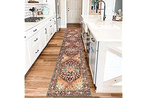 Washable Runner Rug, 2x10 Non-Slip Boho Vintage Hallway Runner Rug