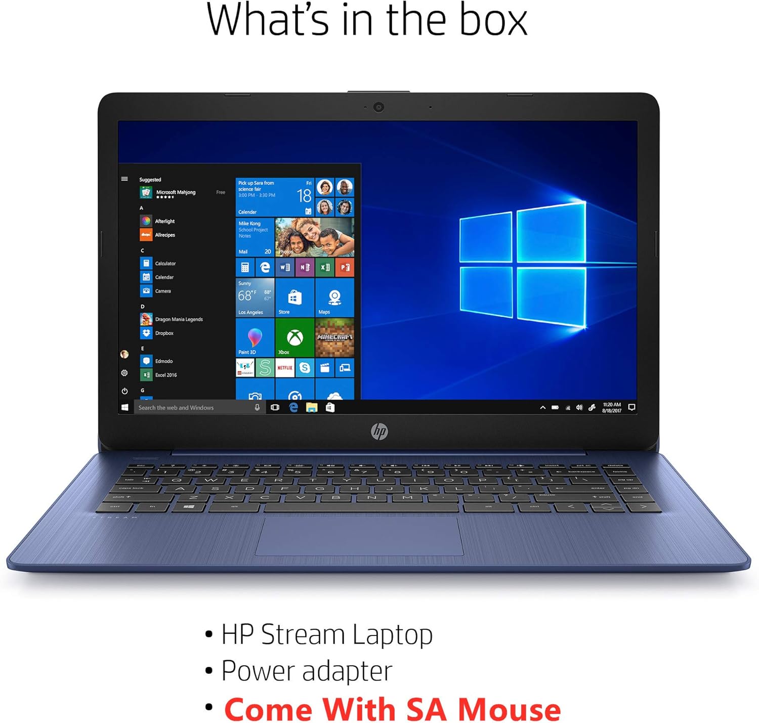 HP Stream 14-inch HD Laptop - Intel Celeron N4000 - 4GB RAM - 64GB eMMC - HDMI - WiFi - Webcam - Bluetooth - Win10 S (Renewed) image 2 of 5 B08NV3QKMF