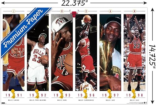 Miniatura 3 de Trends International Michael Jordan - Póster de pared de campeonatos, 22.4 pulgadas de largo x 14.7 W, versión premium sin marco