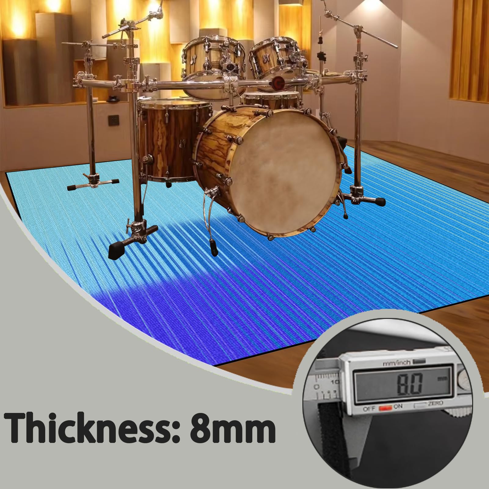 Dywan z baterią akustyczną, dźwiękoszczelny dywanik z baterią, elektroniczny dywanik do bębna basowego, antypoślizgowy do bębna basowego i innych elementów zestawu dywaników do dywanika 120 x 90 cm