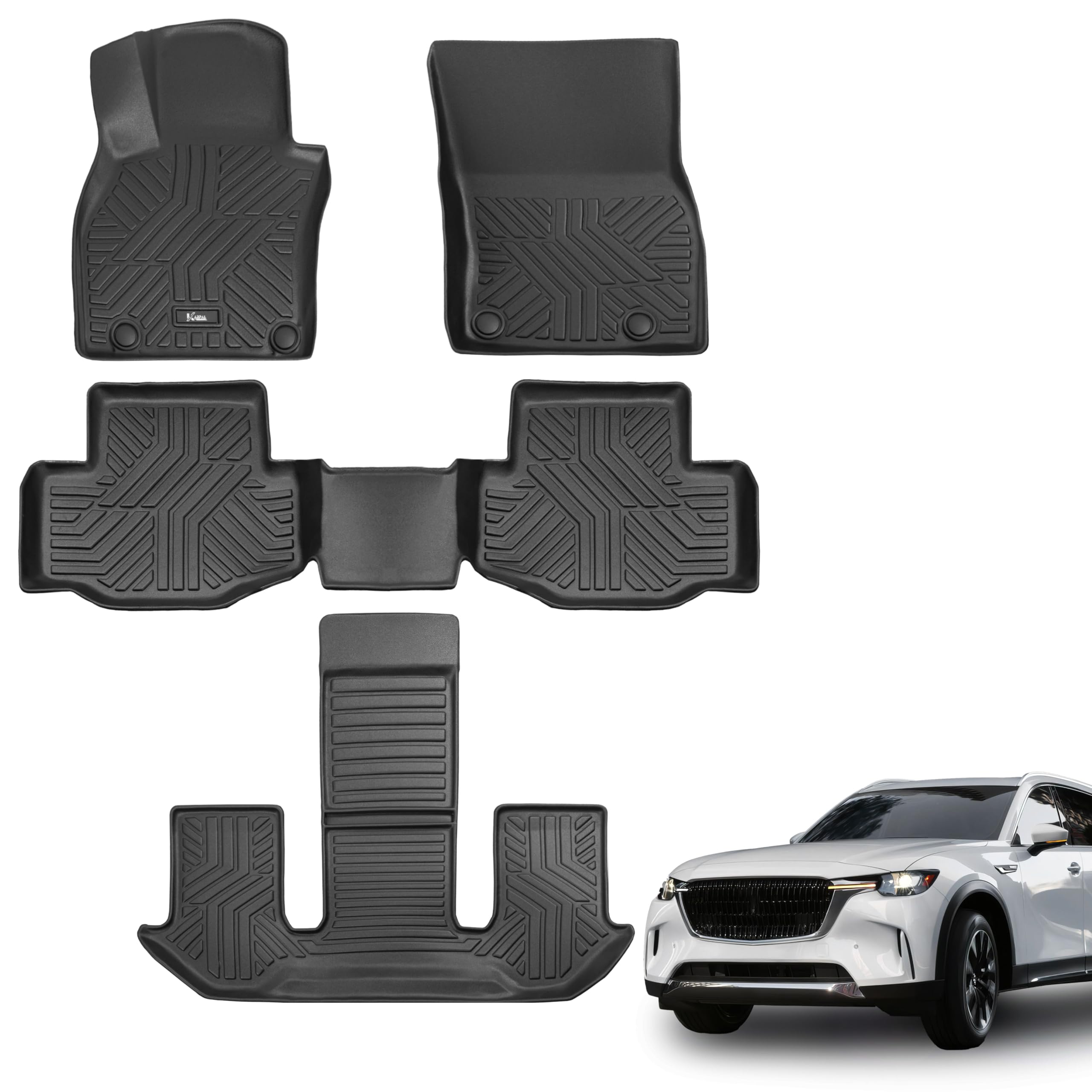 KARPAL Floor Mats Fit for Mazda 2024 2025 CX-90 & CX90 PHEV 6 & 7 Seats (Plug in Hybrid) Front & 2nd & 3rd Row Liner 4 PCS
