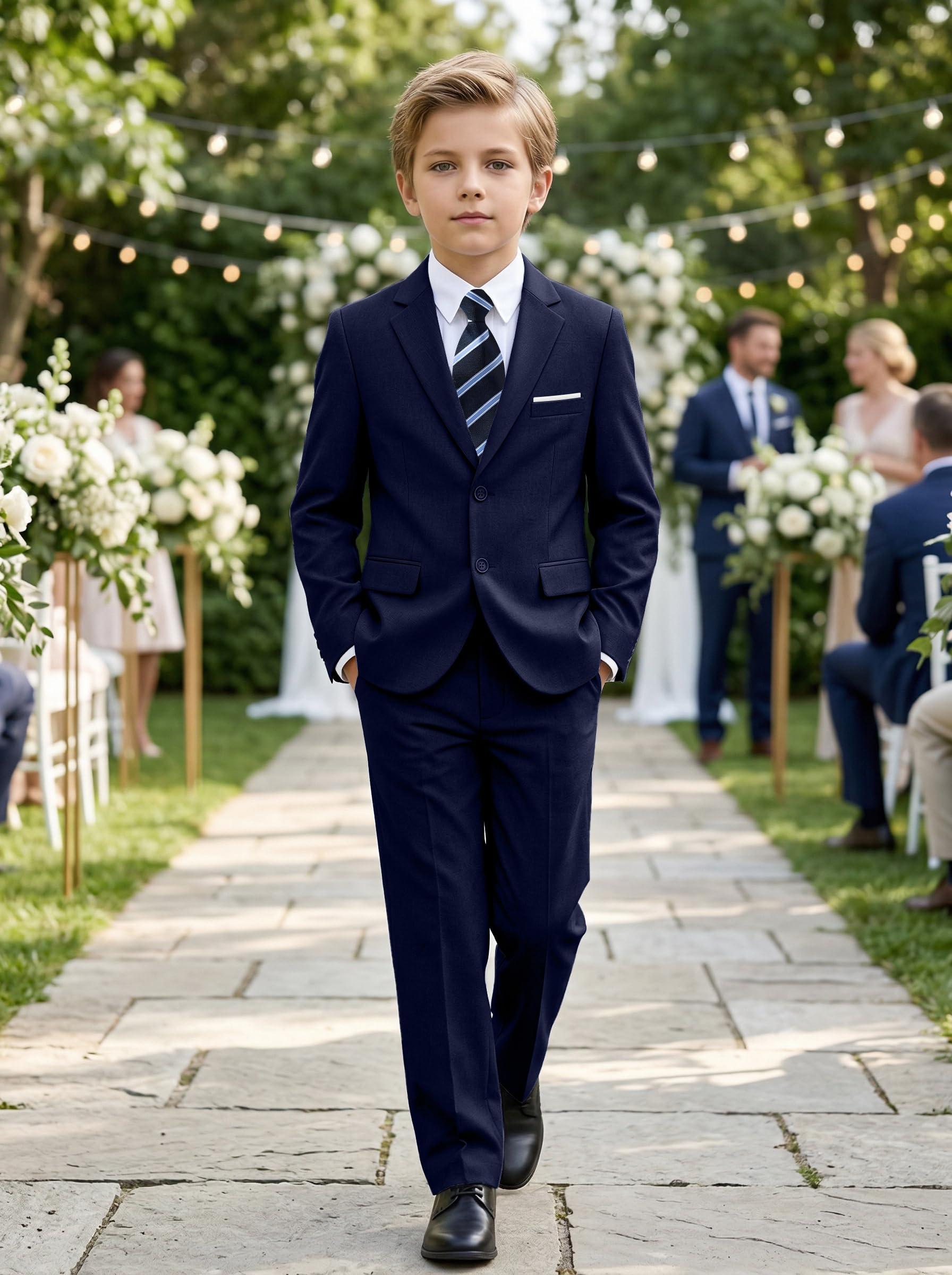 Jungenanzug, schmale Passform, 5-teilig, Anzüge für Kinder, Smoking, Hochzeit, Ringträger, Outfit, formelle Kleidung