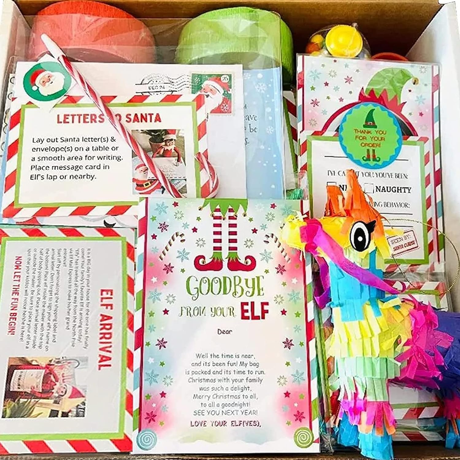 New Elf Kit 24 Days of Xmas,2023 Elf Kit 12/24 Days of Xmas, Xmas Elf Kit, Fun Elf Activities,elf Props,Xmas Countdown Elf Toys Cartoon Box Gift,Xmas Countdown Gift (24day)