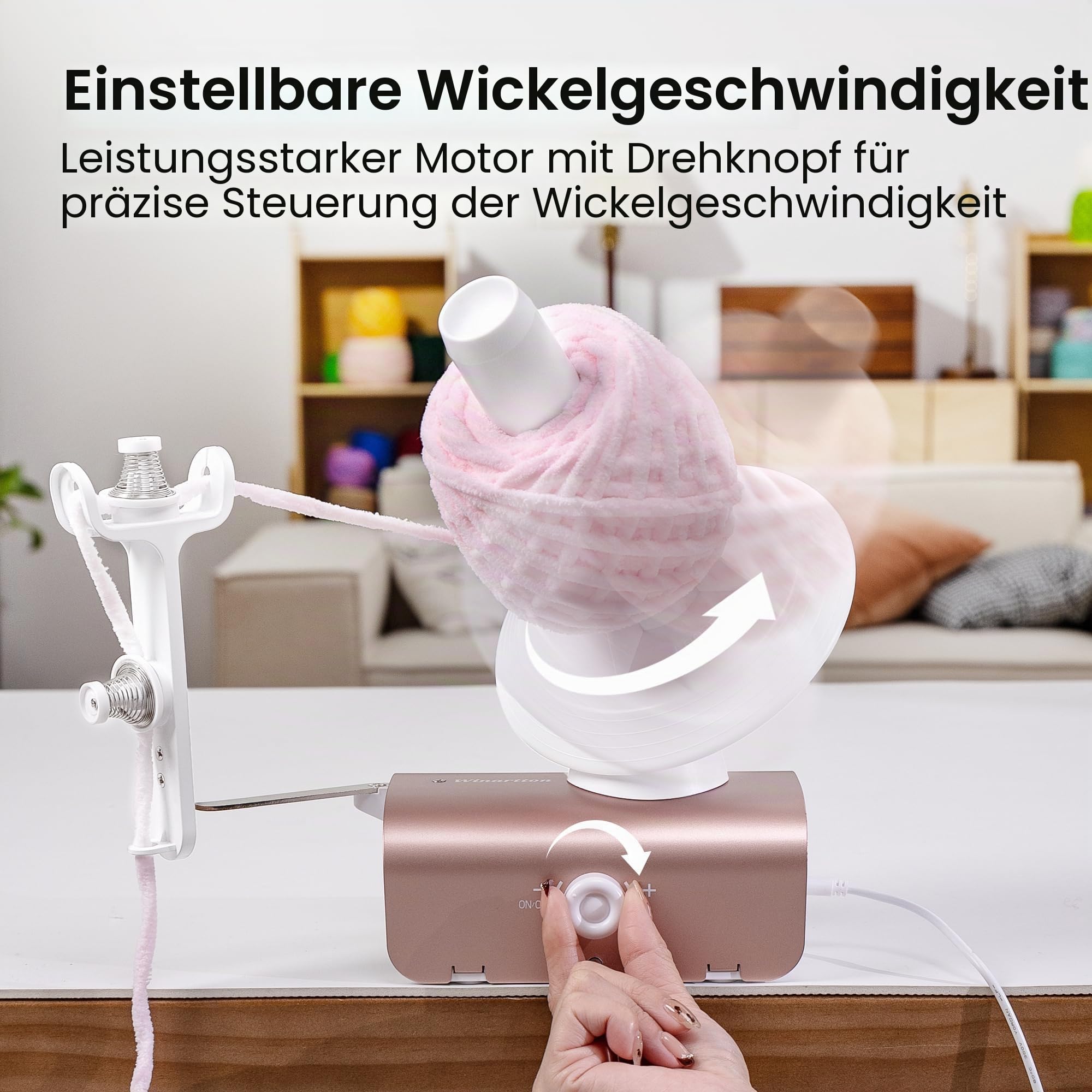 Elektrischer Garnwickler zum Häkeln, Heavy-Duty Garnkugelwickler 10 oz große Kapazität, automatischer Garnkuchenwickler Spinner Roller, Häkelwerkzeuge Zubehör für Strickliebhaber (patentiert