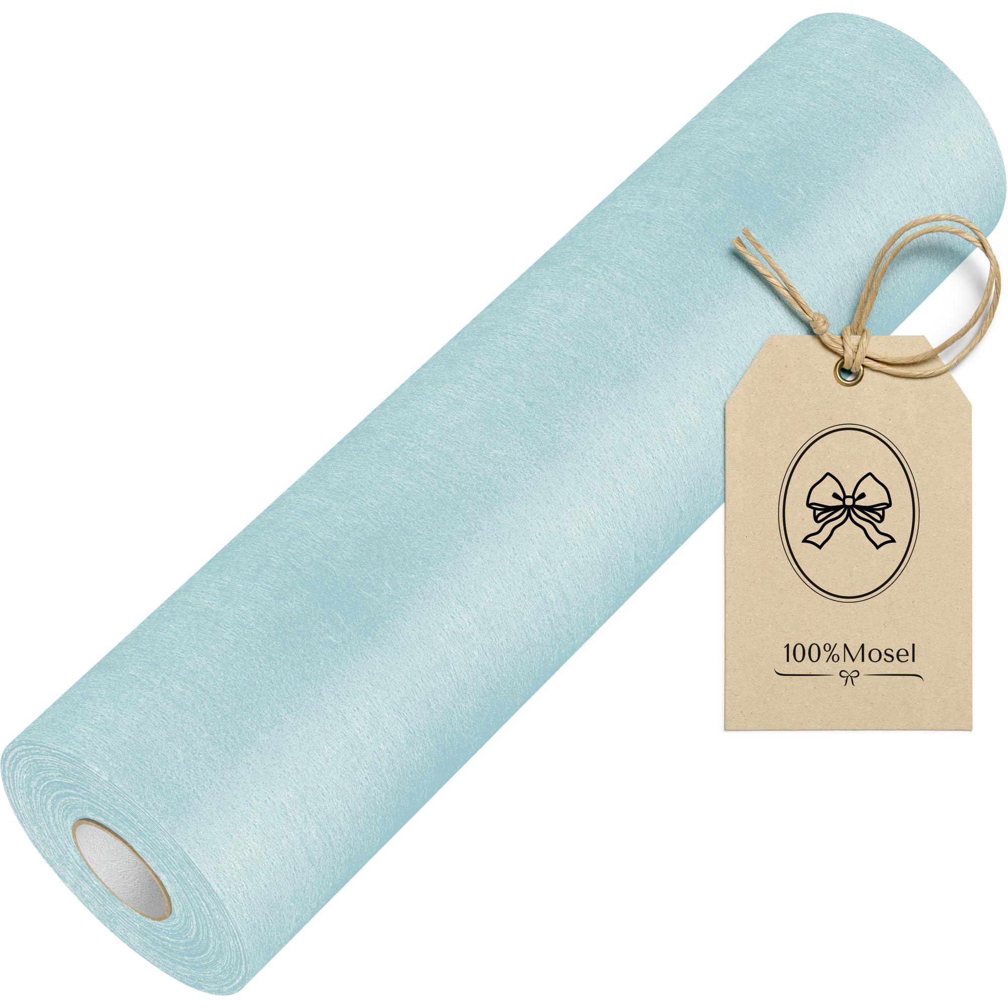 100%Mosel Vlies Tischläufer, in Hellblau (30 cm x 25 m), dekoratives Tischband, edle Tischdeko für Geburtstage & Hochzeiten, Bunte Dekoration zu besonderen Anlässen