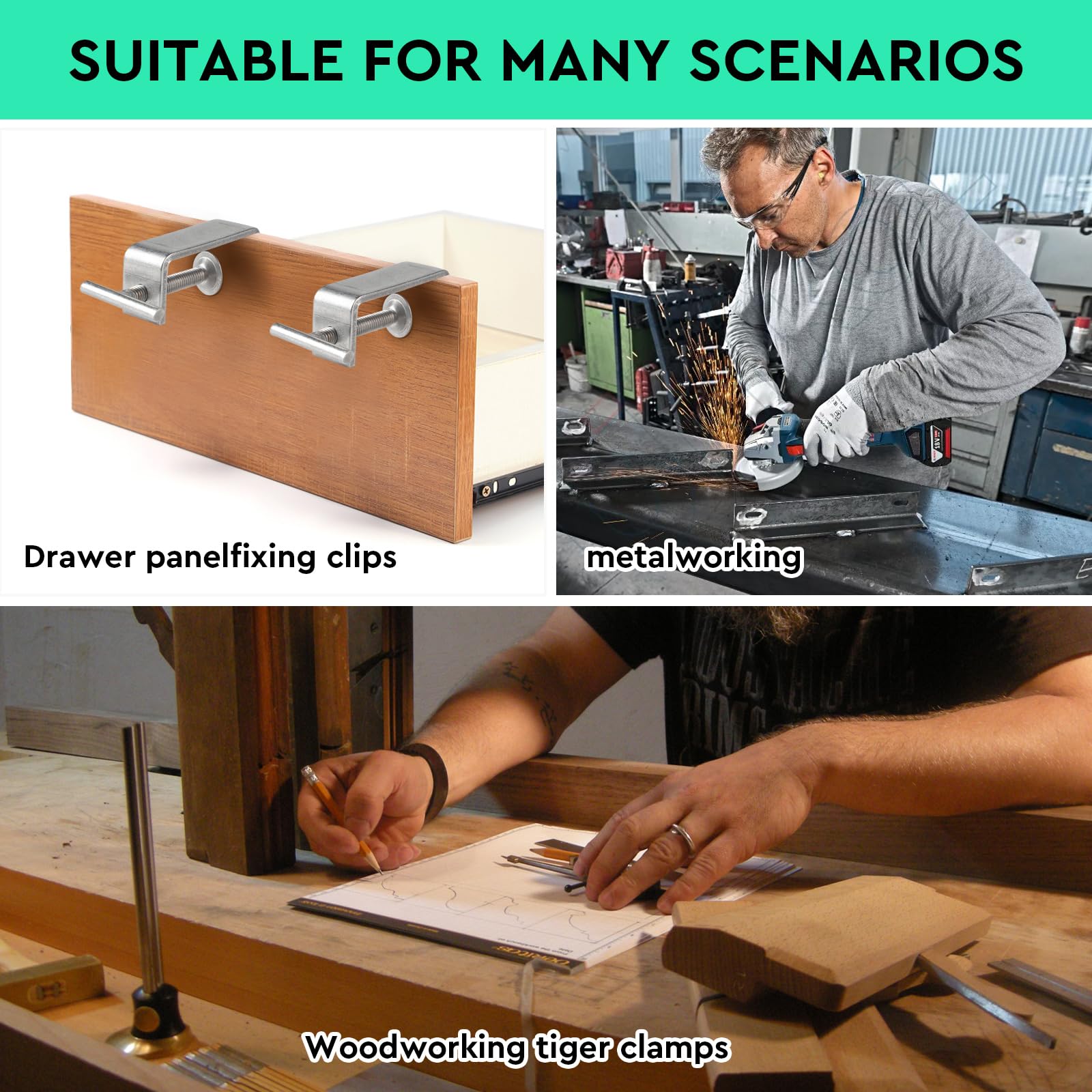 2 Morsetti A C In Acciaio Inox 304 - Serraggio Regolabile 15-60mm Per Falegnameria E Saldatura