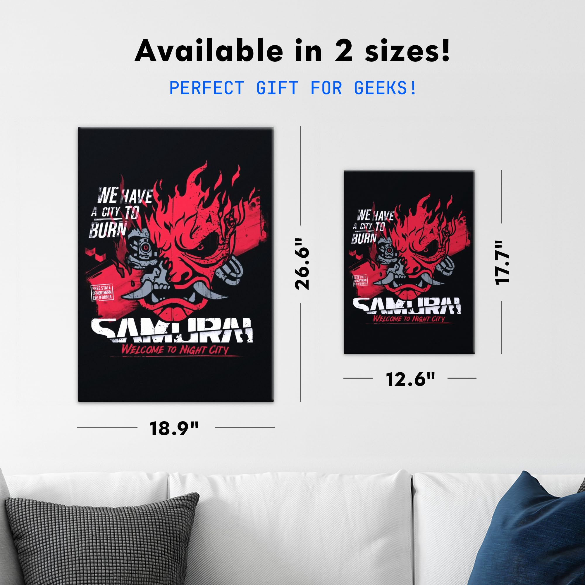 Displate Poster In Metallo - Decorazioni da Parete Decorazione Murale - Cyberpunk 2077 - We Have a City To Burn - 32 x 45 cm Matt