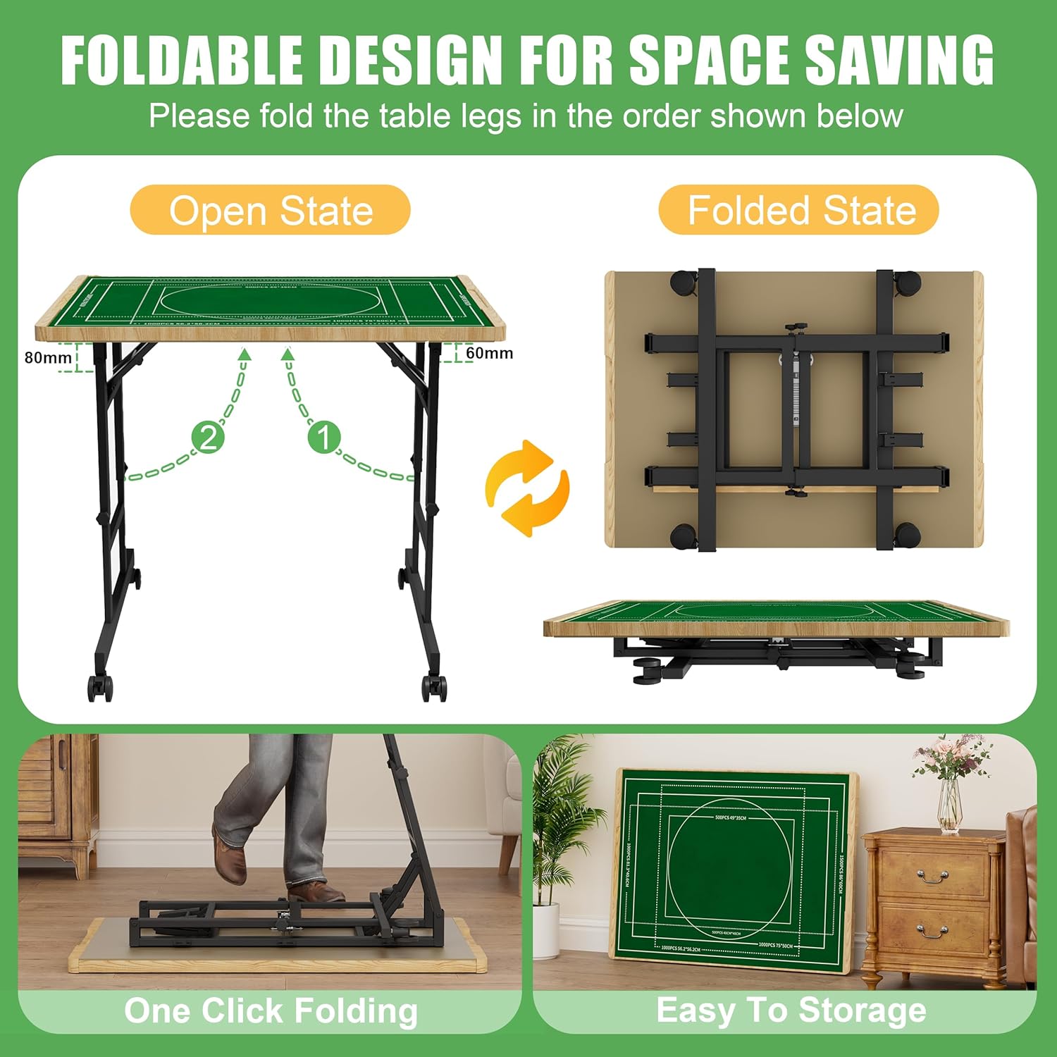 CODACE Puzzle Table with Drawers - 1500 Pieces Folding Puzzle Tables for Adults, Tilting Jigsaw Puzzles Board with Sorting Trays, Table with Adjustable Height Legs and Wheels，Present for Puzzles Lover